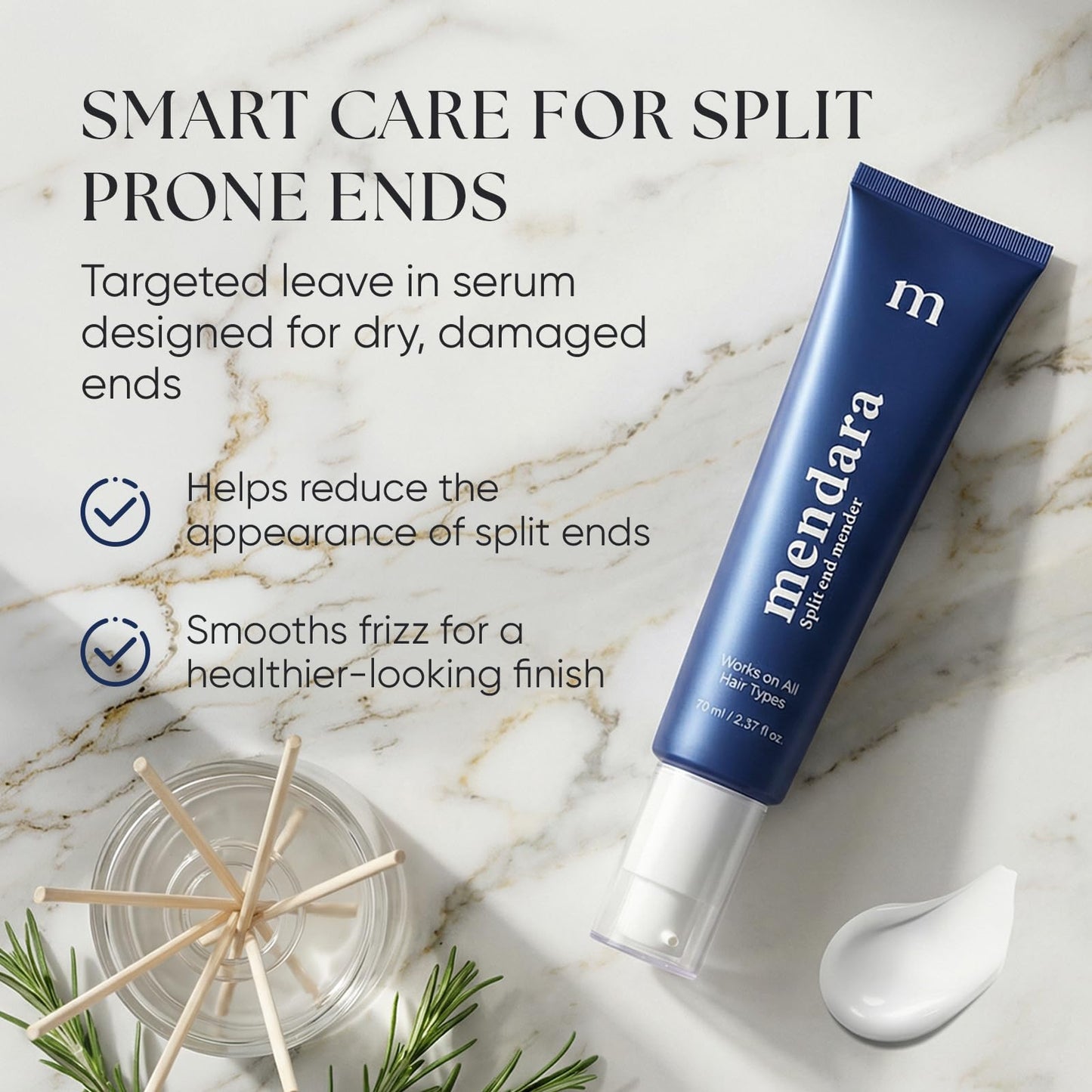 Split End Mender, Leave-In Hair Serum, Repair & Seal Split Ends, Helps Reduce Breakage-Related Hair Shedding, Anti-Frizz Leave-In Serum with Flaxseed Extract & Keratin for Dry, Damaged Hair (70ml)