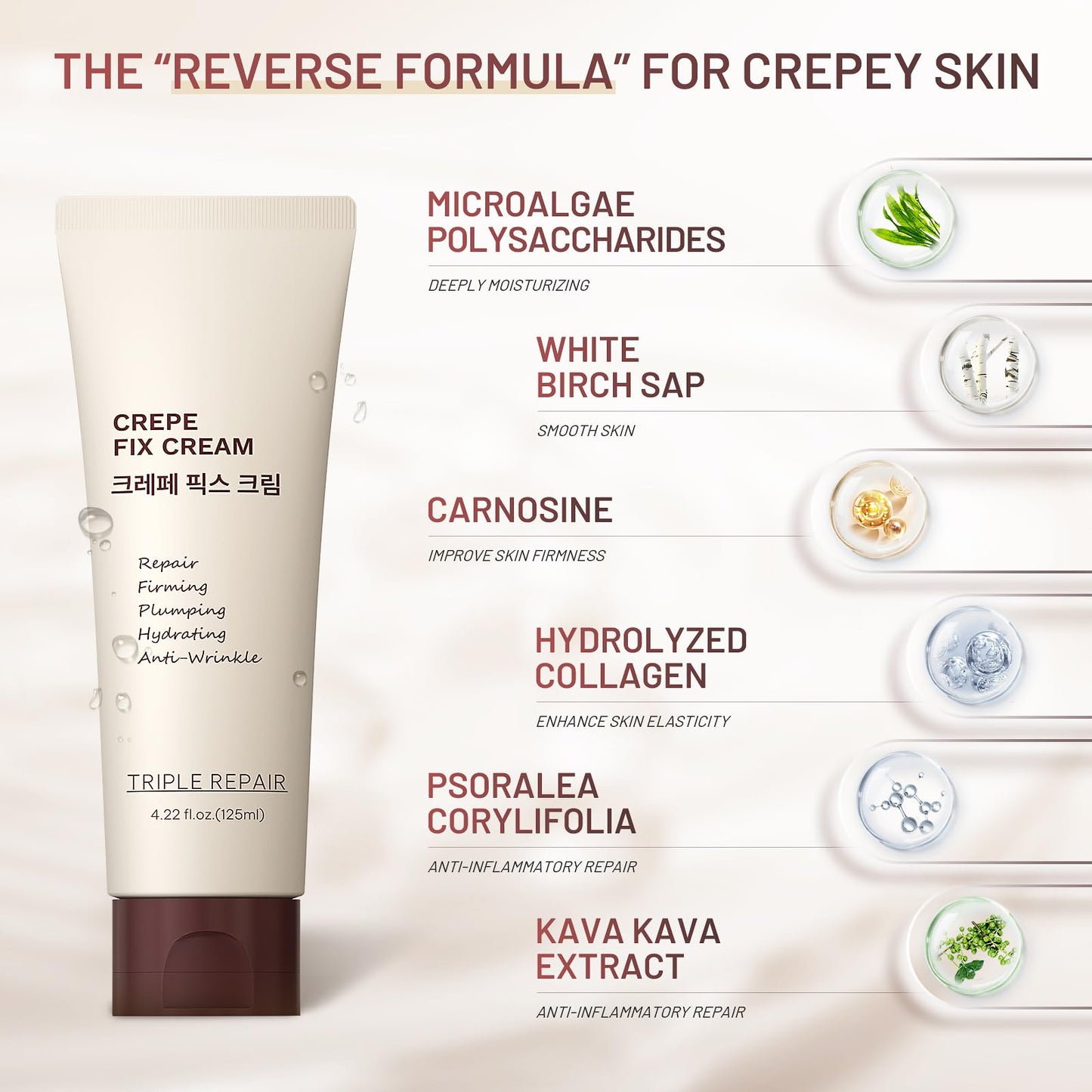 ZZILME Moisturizing Crepe Fix Cream – Tightens and Firms Face, Neck & Body, Anti Wrinkles for Crepey and Sagging Skin, Women & Men, 4.23 Fl Oz
