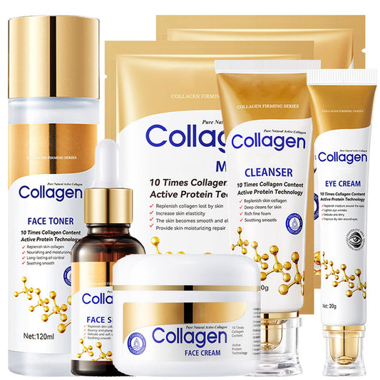 Collagen Skin Care Set, 6Pcs Face Care Sets for Older Women, Firming Skin, Shrink Pores, Smooth Wrinkles, Hydrating Skin Care Set Include Serum Face Cream Eye Cream Toner Cleanser Facial Mask1
