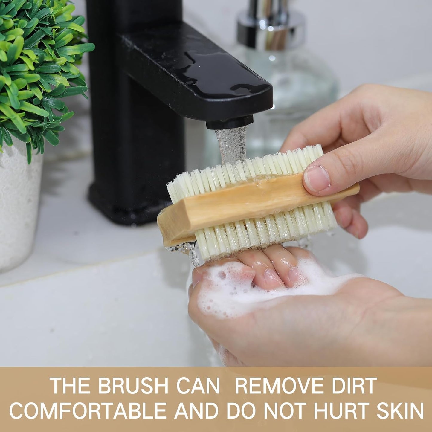 Wooden Nail Brush Set - 24 Pack Two-Sided Heavy Duty Stiff Scrubber for Nails & Toes | Non-Slip Design