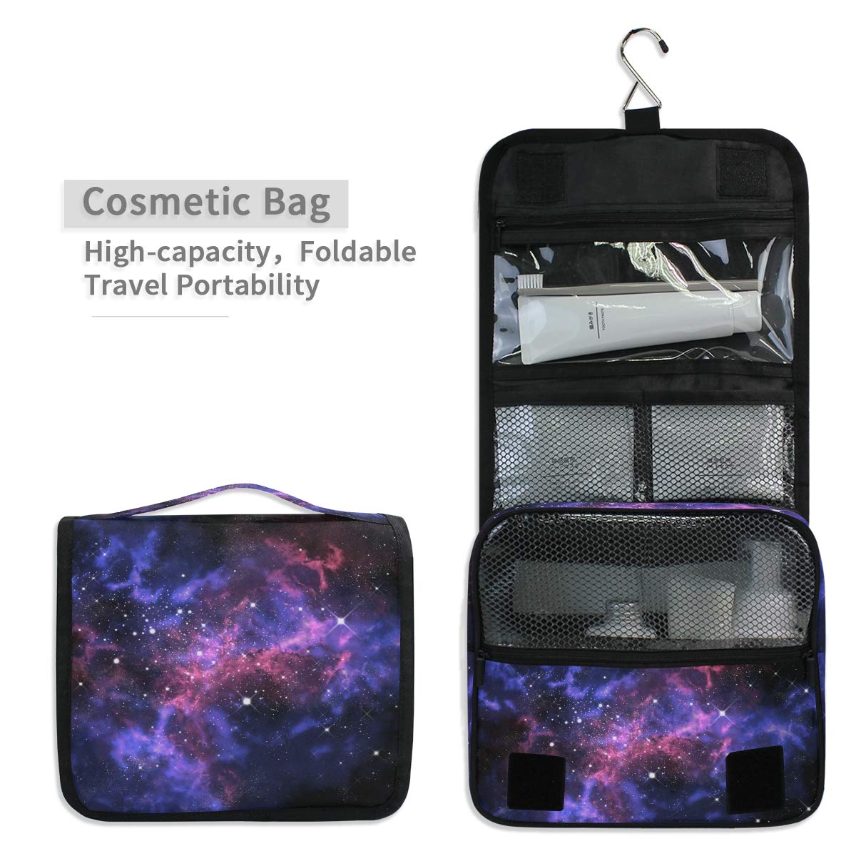 Hanging Toiletry Bag Universe Galaxy Star Space, Makeup Bag Cosmetic Bag Bathroom Travel Organizer Large for Women Girls