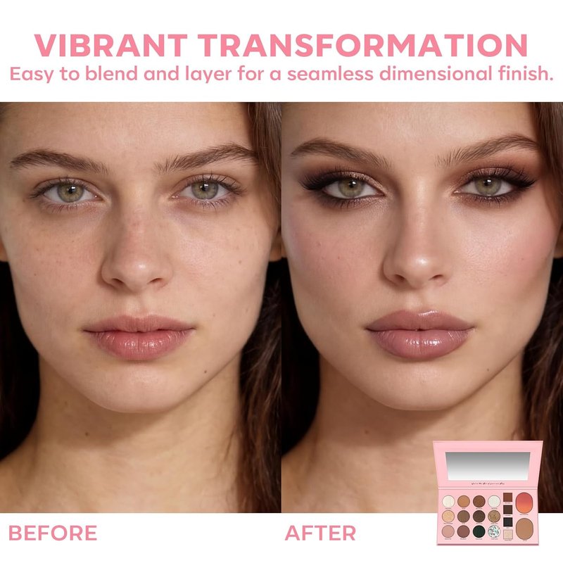 LUXAZA PRO 5-in-1 Eyeshadow Makeup Palette - 18 Natural Nude Shades | Long-Lasting Matte & Shimmer Finish