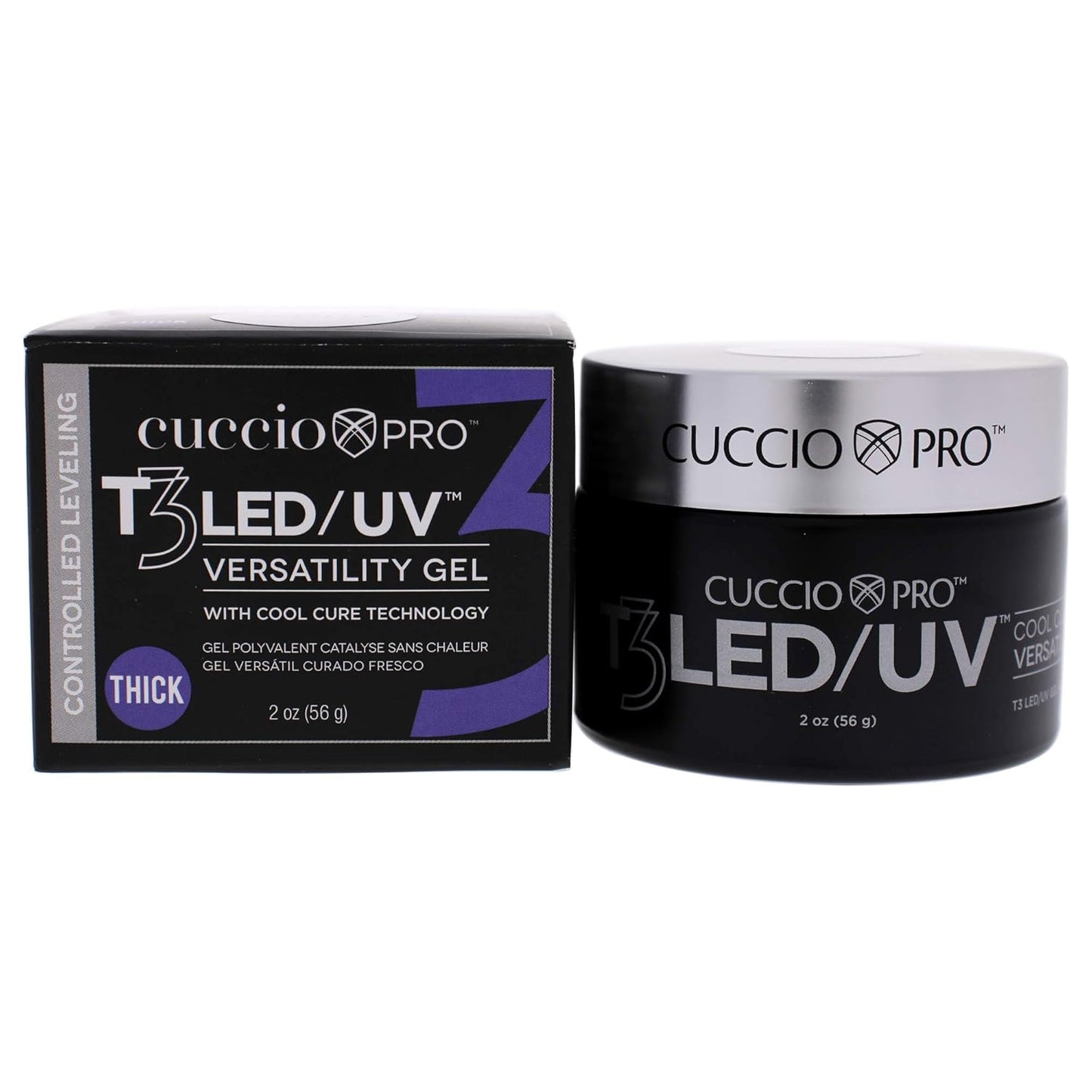 Cuccio Pro T3 LED/UV Cool Cure Nail Gel - Flexible, Strong Adhesion, Quick Cure - 2 Oz