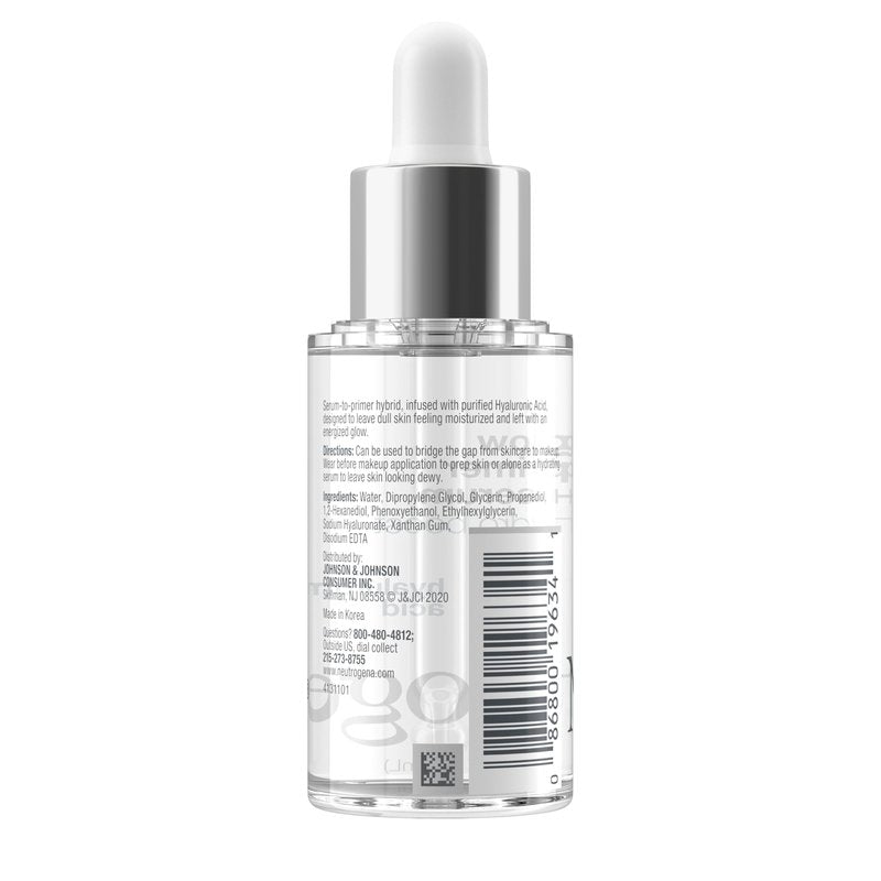 Neutrogena Hydro Boost Glow Booster Primer & Serum, Hydrating & Moisturizing Face Serum-to-Primer Hybrid, Infused with Purified Hyaluronic Acid & Designed to Instantly Hydrate, 1.0 fl. oz