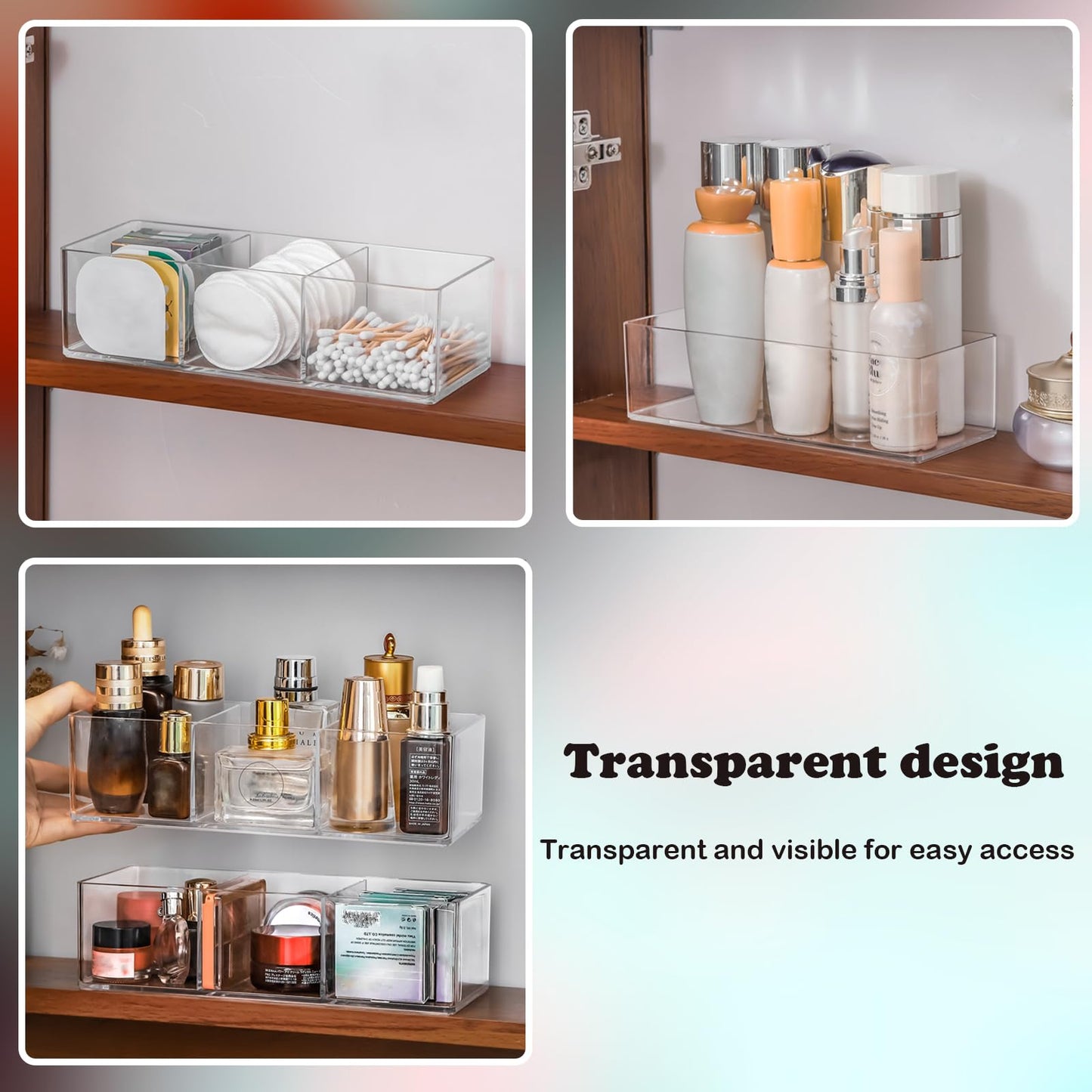 LONTOHCE Acrylic Organizer 4-Piece Makeup Organizer Set