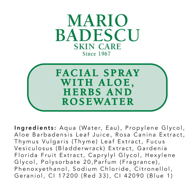 Mario Badescu Facial Spray with Aloe, Herbs and Rose Water for All Skin Types, Face Mist that Hydrates, Rejuvenates & Clarifies, 8 FL OZ