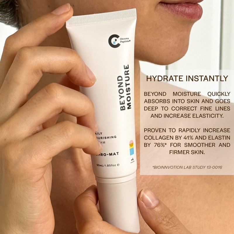 CHROMAT Beyond Moisture Peptide Moisturizer for Face - 50mL Daily Nourishing Cream with Hyaluronic Acid for Deep Hydration - Multi Peptide Face Cream for Anti-Aging & Skin Tone