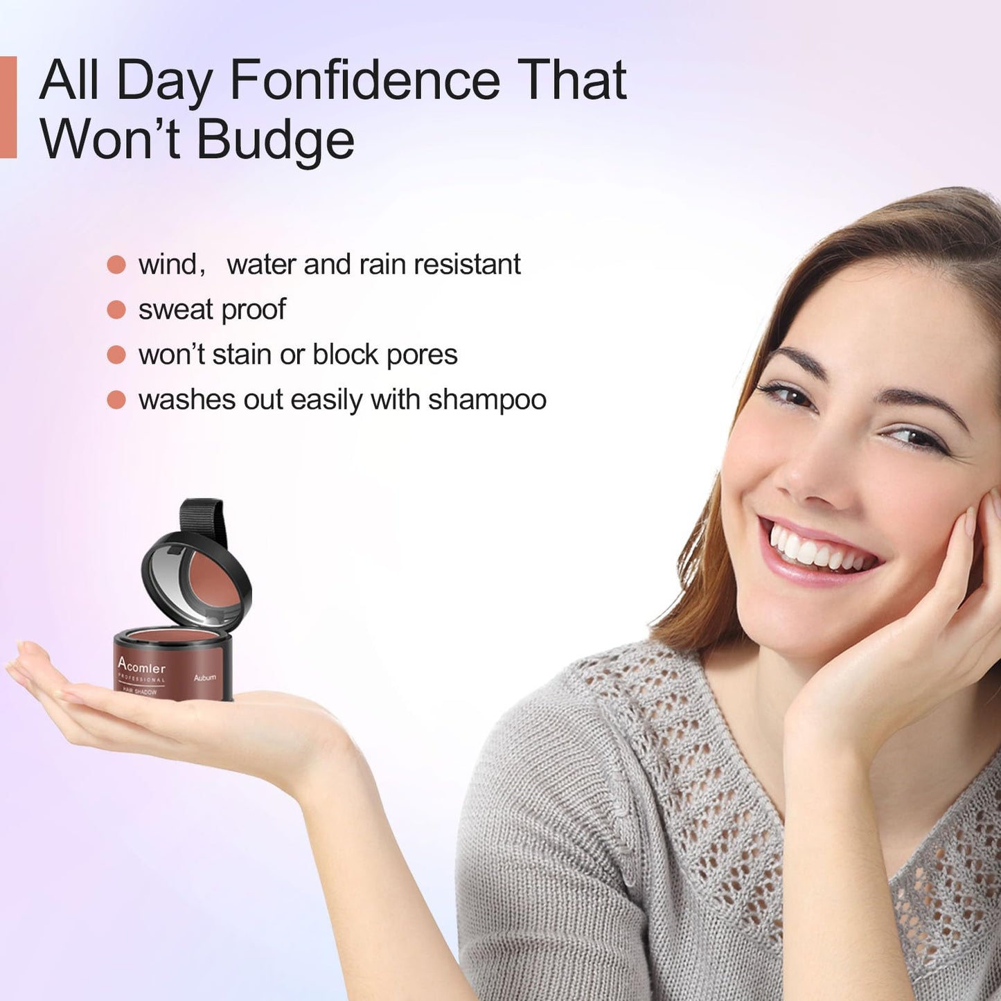 Acomler Root Cover Up Hairline Shadow Powder, Dark Brown, Instantly Cover Thinning Hair, Grey Hair Coverage for Women Men with Eyebrows, Beard Line, Bald Spots (Light Blonde)
