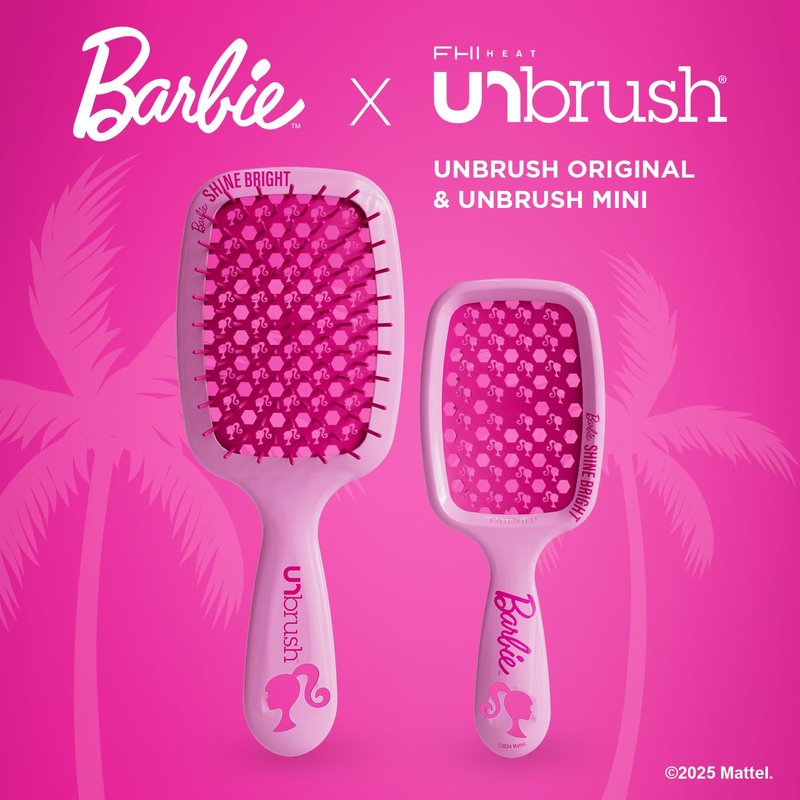 UNbrush Barbie Detangling Brush Duo - Shine Bright - Pink