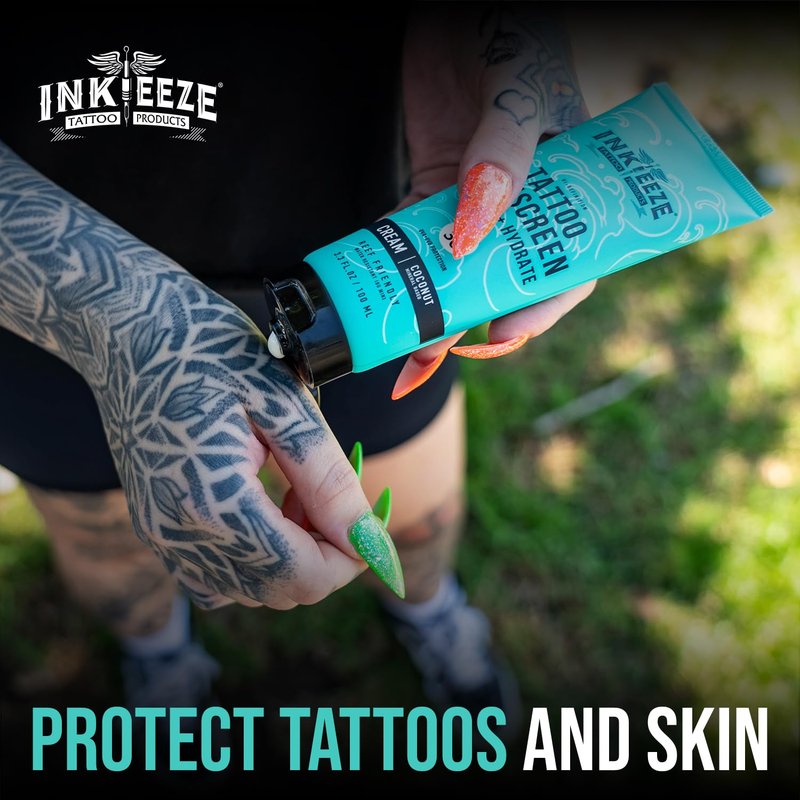 Tattoo Ointment & Sunscreen Bundle - Green Ink Shield SPF30 | 3.3oz Each