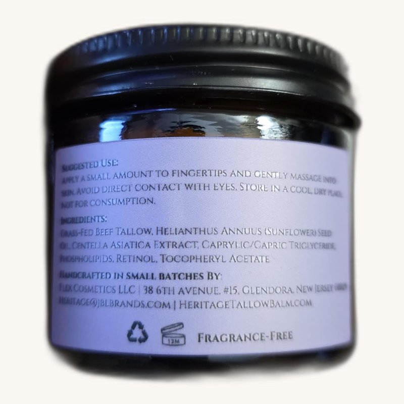Grass Fed Beef Tallow Face Cream - Anti-Aging Retinol Moisturizer for Sensitive Skin | 2 oz Made in USA