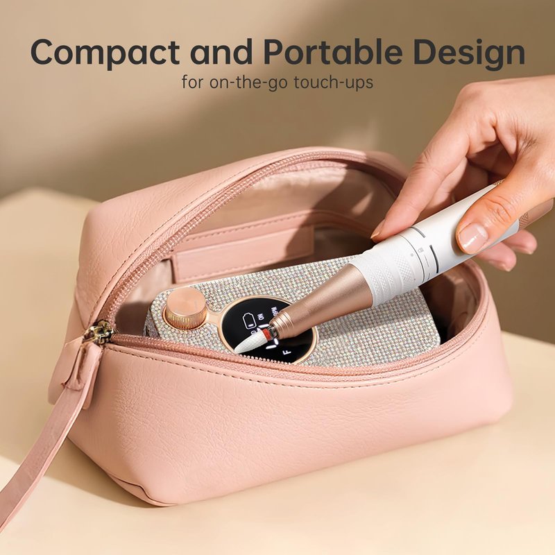 CHRISTINE SHELLY Rechargeable 40000RPM Nail Drill Sparkling Portable Professional Electric Nail File with 12 Drill Bits for Manicure Salon & Home, Glitter (AB Diamond)