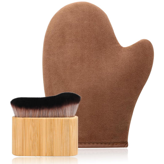 2 in 1 Streak-Free Tanning Mitt Set, Self Tanner Mitt, Tanning Brush