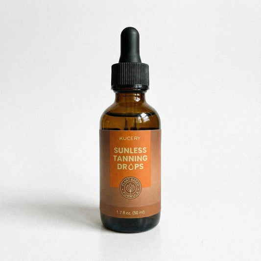 KUCERY Sunless Tanning Drops for Face & Body - Plant Based Self Tanner Drops with Botanical Ingredients, Streak-Free Bronzing Serum, Customizable Glow, 1.7 fl oz (50ml)
