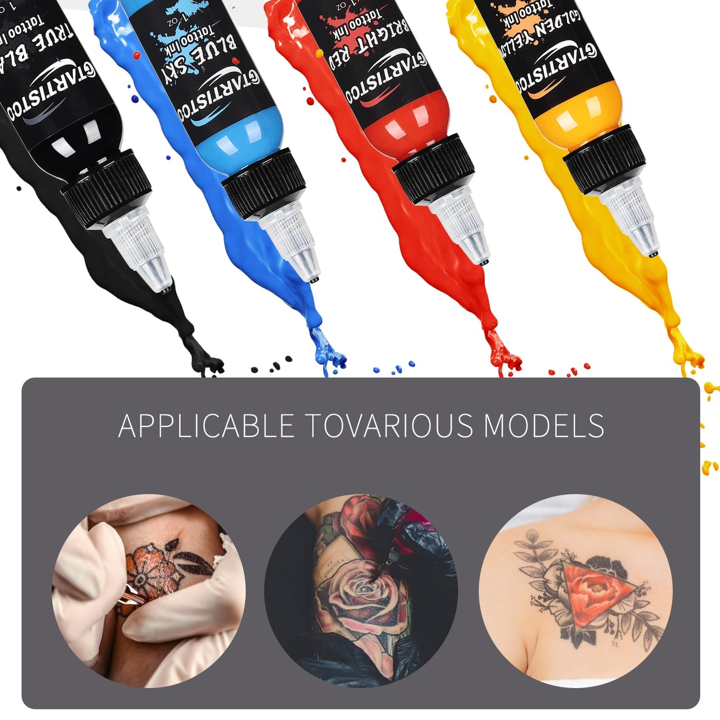 14 Colors Tattoo Ink Set 1oz (30ml) GTARTISTOO Professional Vegan-Friendly Pigment Tattoo Inks Color Kit Supplies