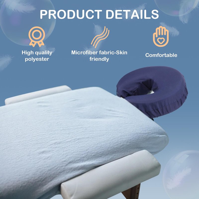 Macarrie 24 Pcs Face Cradle Covers for Massage Table Microfiber Reusable Soft Thicker Massage Table Headrest Covers Bulk Oil Proof Cradle Head Rest Sheets for Spa Beauty Salons(Navy Blue)