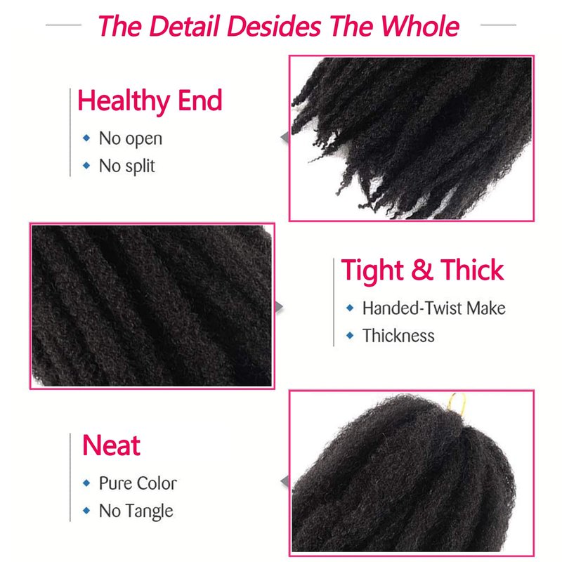 Marley Twist Braiding Hair Marley Braiding Hair Marley Braid Crochet Hair Long Afro Kinky Marley Twist Braid Hair Extensions Synthetic Fiber (24"6pcs, 1B#)
