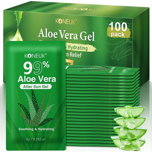 100 Pack Bulk Aloe Vera Gel, 99% Pure Aloe Vera Gel for Face, Hair, Skin, Body, Hydrating Aloe Gel Travel Size Suitable for All Skin Types, Aloe Gel for After Sun Skin Care, Bulk Gifts for Women