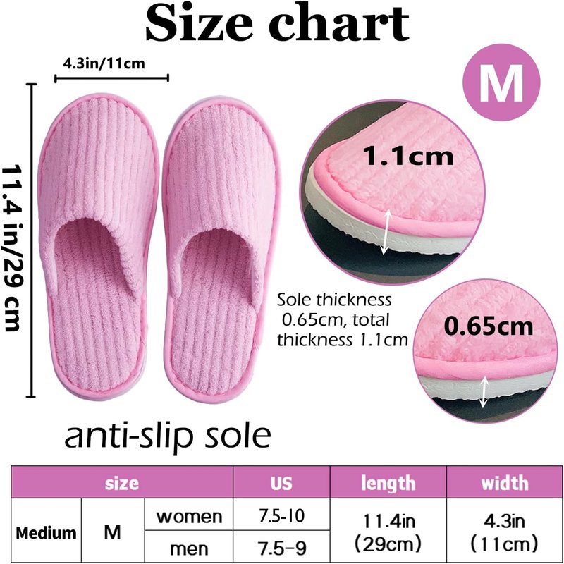 Spa Slippers for Guests - Washable & Reusable Jacquard Fleece | Closed-Toe Design for Hotel, Bathroom, Travel (6/10/12 Pairs)
