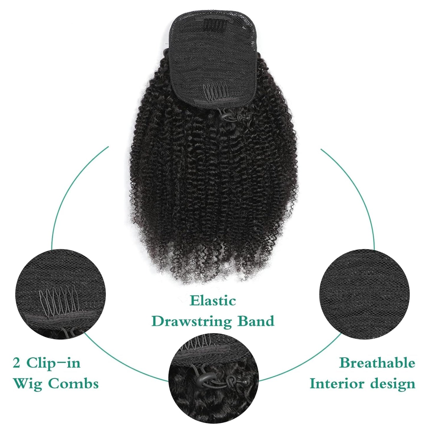 Afro Puff Drawstring Ponytail | 12-Inch Human Hair Kinky Curly Extension for Black Women