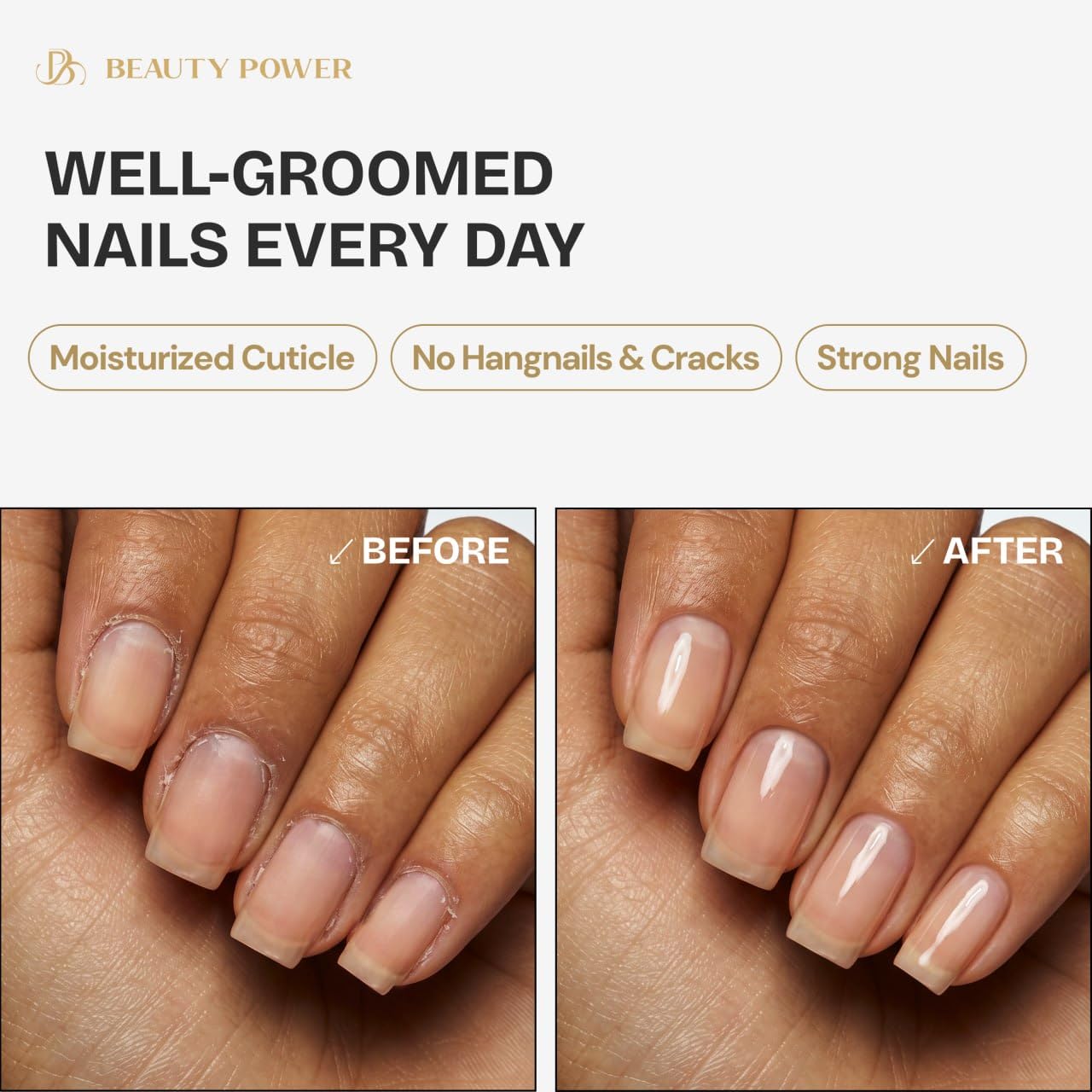 Beauty Power Nail Oil Cuticle Pen - Fragrance Free - Nail Strengthener & Growth Serum with Vitamin A, D, E, B5, Grapeseed & Natural Oils - Repair for Brittle, Peeling, Thin Nails - Gift Idea