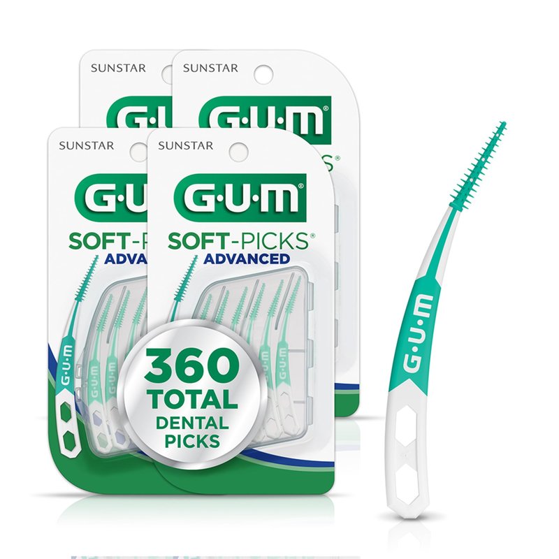GUM Soft-Picks Advanced – Easy-to-Use Interdental Picks for Plaque Removal & Gum Health with Convenient Carry Case, Dentist Recommended, 90 Count (Pack of 4) 360 Total