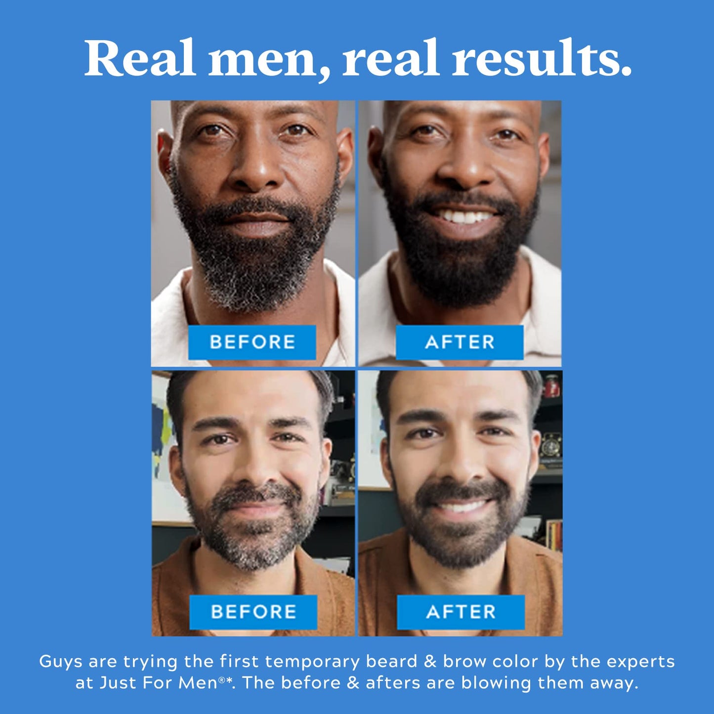 Just for Men Beard & Brow Color, Temporary Color, Black | Fuller Look | 1-Day | Pack of 2 | 30 Applications