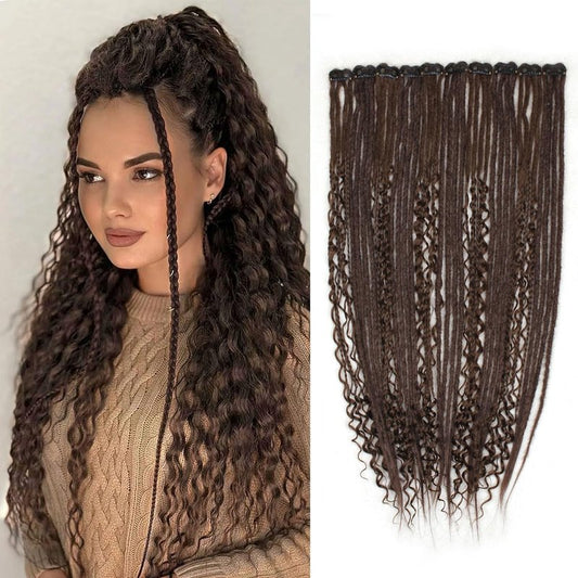 Pouweney 24inch 10PCS Clip in Dreadlock Extensions Full Sets,40 Strands chacobrown Synthetic Clip-in Dreads Extensions for Women,100% Handmade Soft Thin 0.6cm Width Dreadlocks.