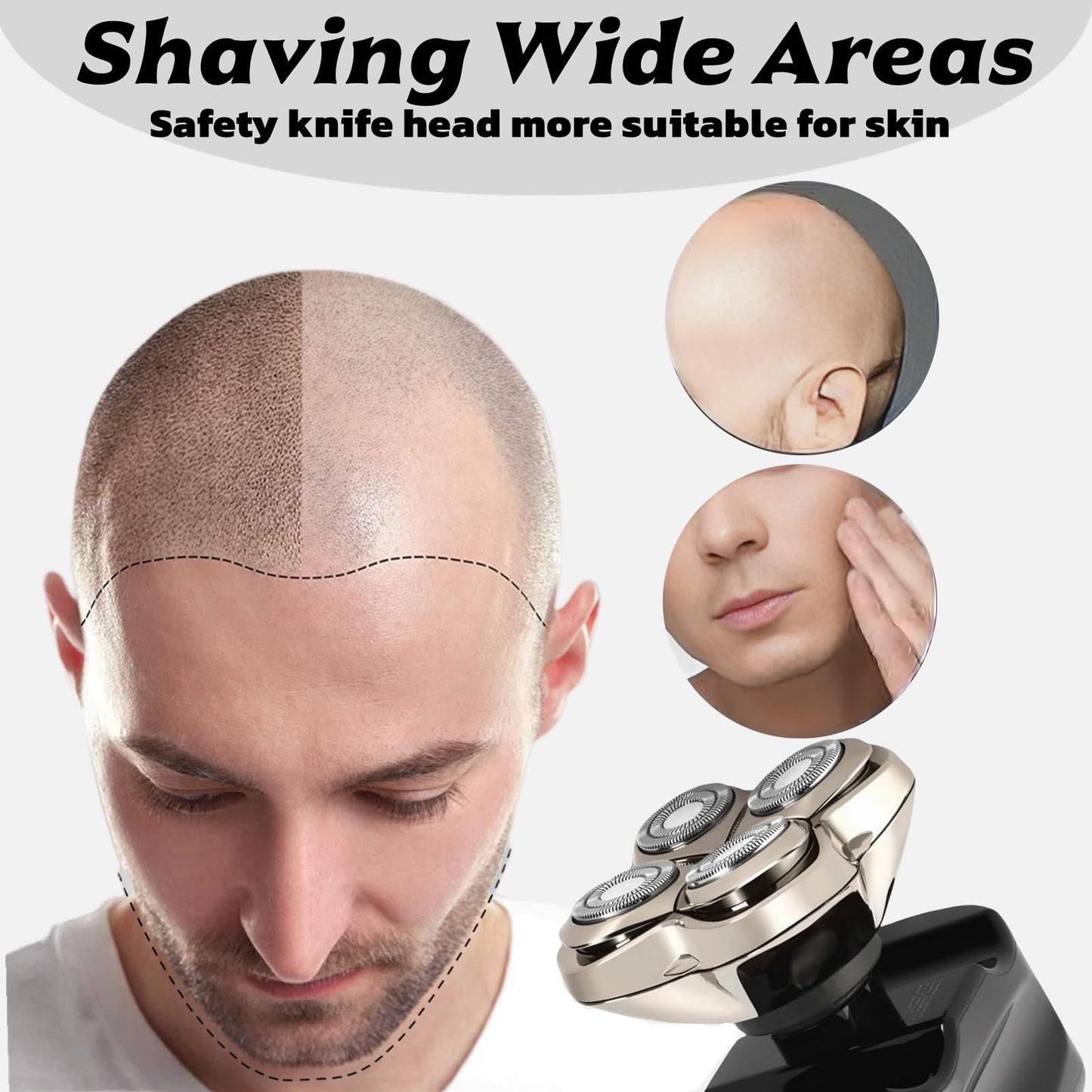 2Pack PRO 4 Head Replacement Blade Compatible with Pitbull Shaver Replacement Blade,Rotary 4 Blades Compatible with Skull Pitbull Gold/Silver/Platinum PRO,Blades Fit for Butterfly Kiss Head Shavers.