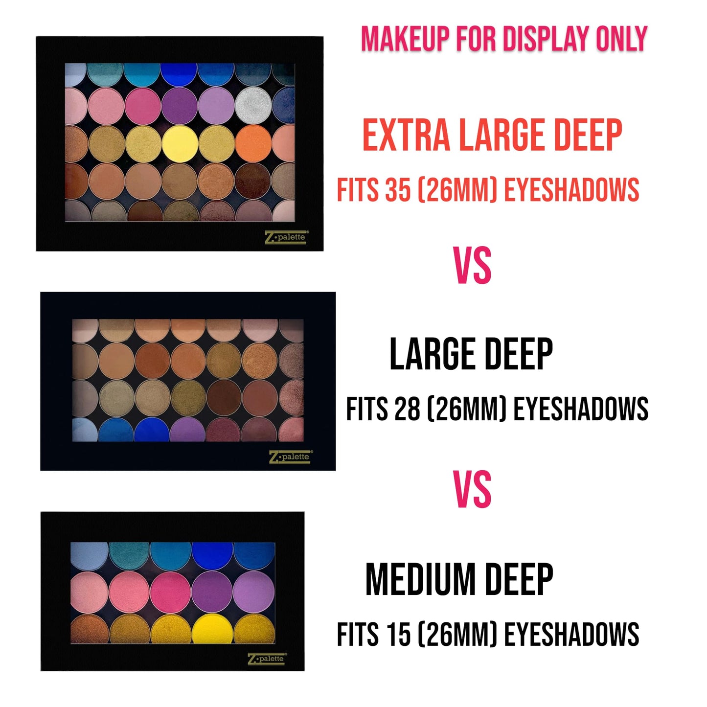 Z Palette Extra Large Deep Black Empty Magnetic Makeup Palette with Clear Window
