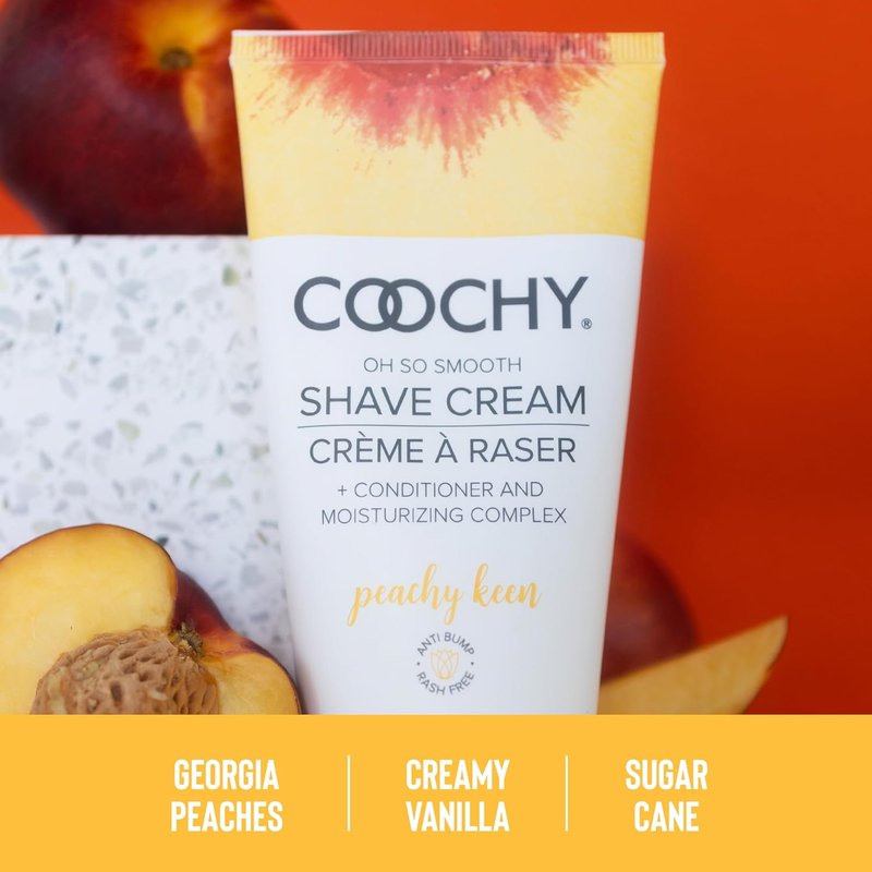 Coochy Shave Cream - Gentle Moisturizing Shaving Lotion for Intimate Areas | Rash-Free Hydrating Formula, Peachy Keen, 12.5 oz