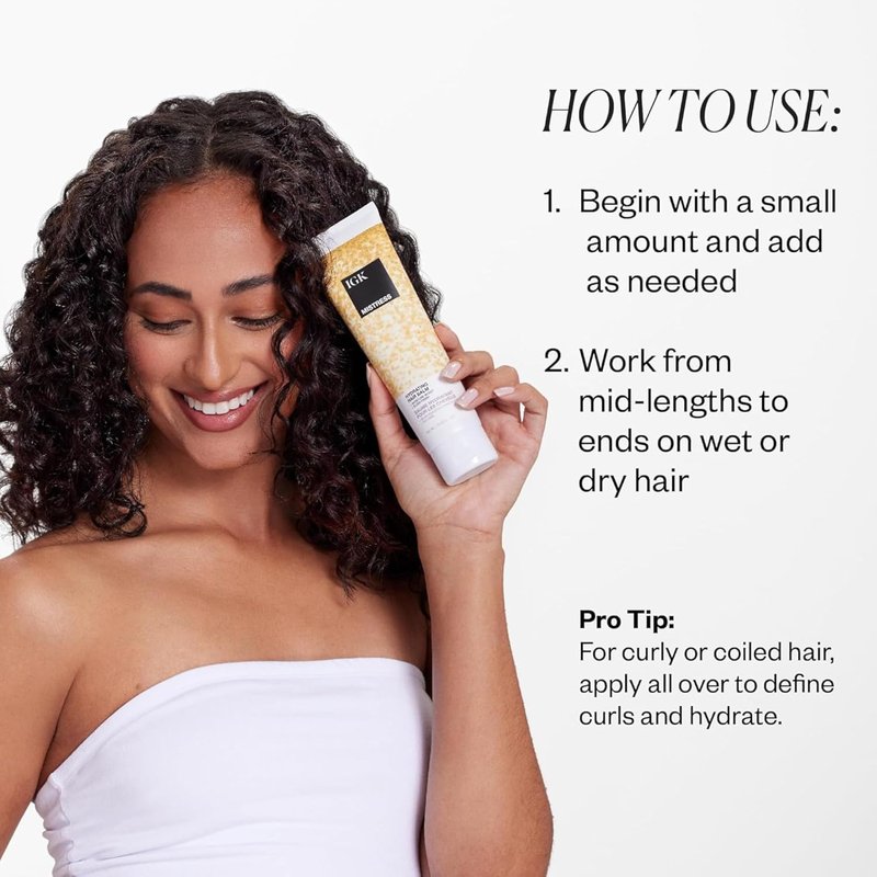 IGK Mistress Hydrating Hair Balm - Leave-In Conditioner & Smoothing Cream for Frizz Control | Coconut Oil Treatment for Dry, Curly & Wavy Hair