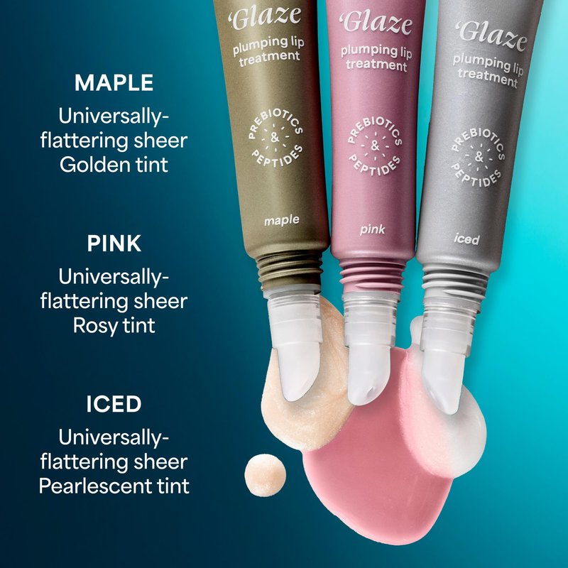 TULA Skin Care Glaze Plumping Lip Treatment, Shade Iced - Hydrating & Glossy Lip Balm with Hyaluronic Acid & Peptides, 0.28 oz.