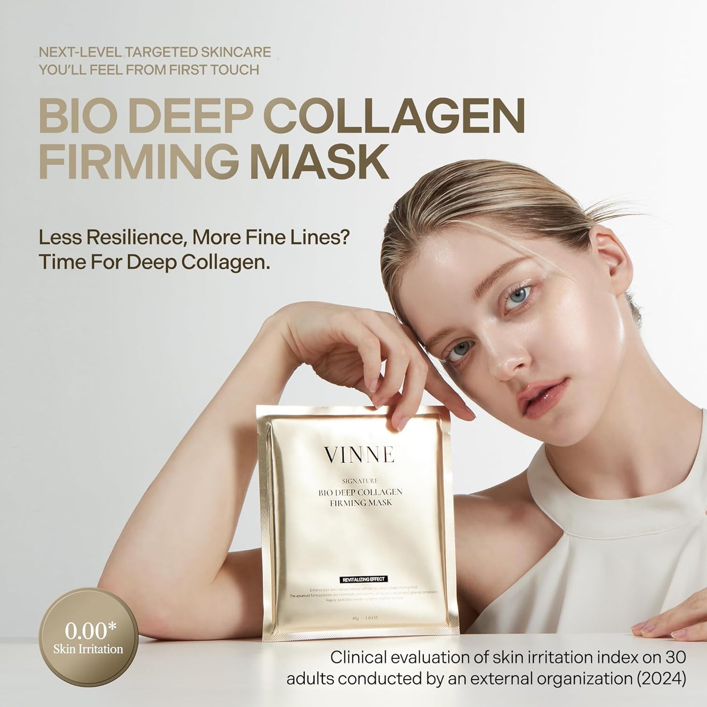 Bio Deep Collagen Firming Mask - Korean Hydrogel with 5,000ppm Collagen & Niacinamide | 4 Sheets, 1.41 oz