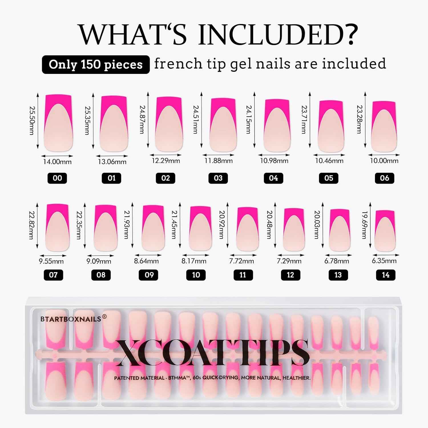 Brighter Pastel French Tip Press-On Nails Set | Gap-Filled Solid Nail Gel | Long Square Style