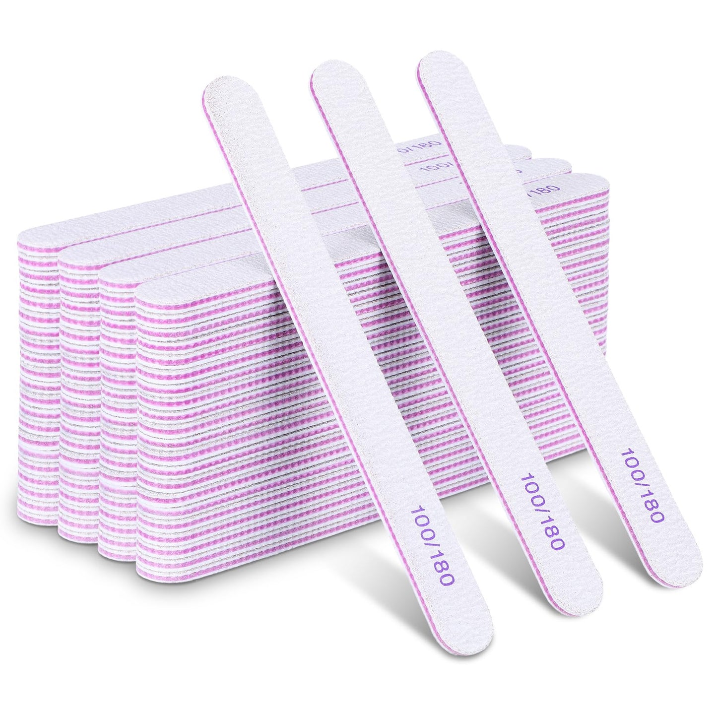 200 Pcs Nail Files, 100/180 Grit Double Sided Emery Boards, Reusable Washable Nail Files for Acrylic Natural Gel Nails, Professional Manicure Pedicure Tools for Home Salon