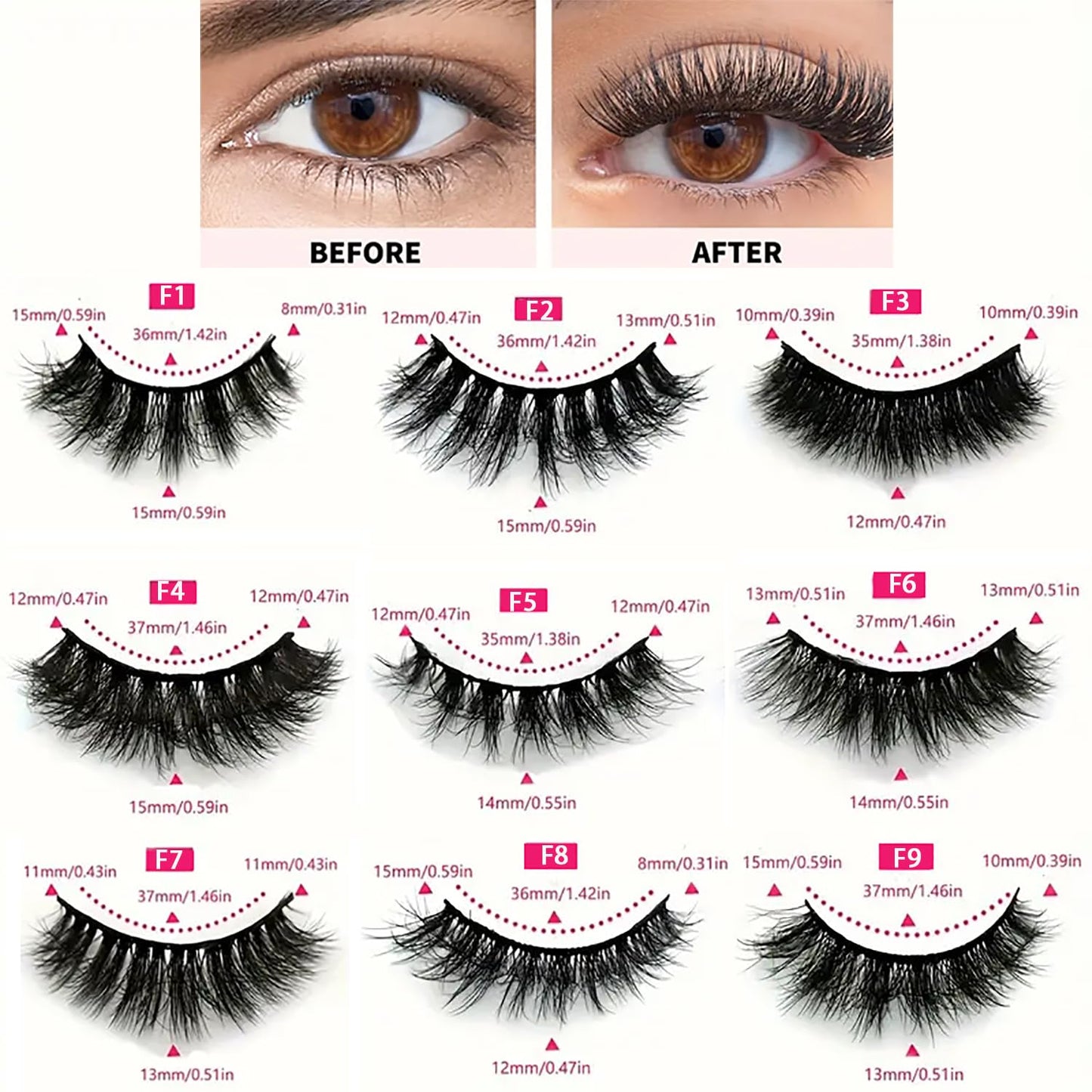 Ellazzle 18 Pairs Lashes Wispy Bulk Natural Eyelashes Wholesale Fluffy Fake Eyelashes Mink 3d Lashes Pack