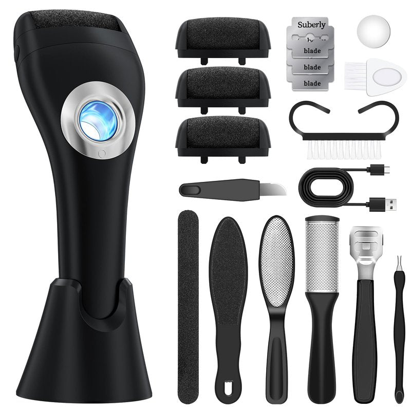 Electric Feet Callus Removers Rechargeable, Portable Electronic Foot File Pedicure Tools,Foot Callus Rmover,3 Speeds with Holder, Professional Pedi Feet Care Perfect for Dead,Hard Cracked Dry Skin