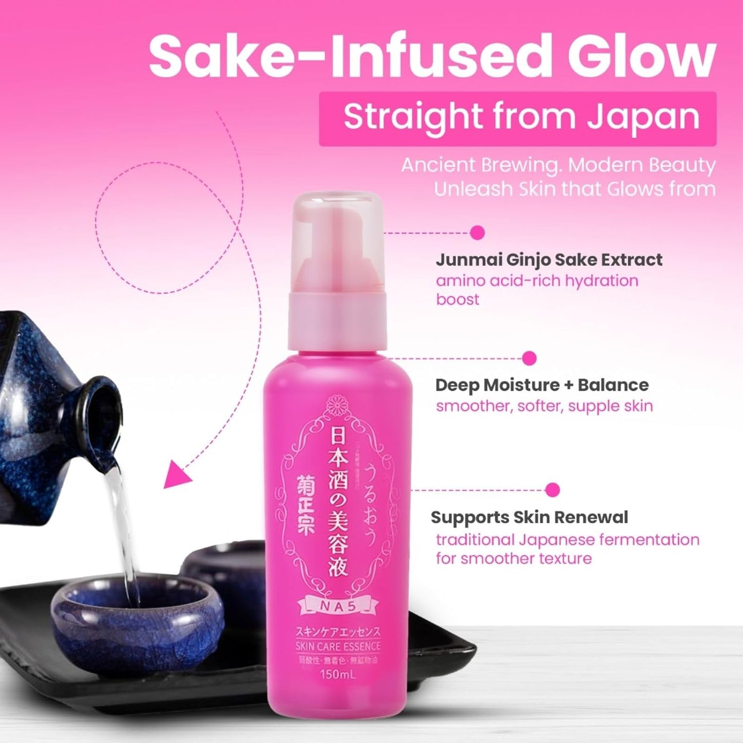 Kikumasamune Natural Face Moisturizer Set - Organic Foaming Cleanser & Vitamin C Serum for All Skin Types | Made in Japan