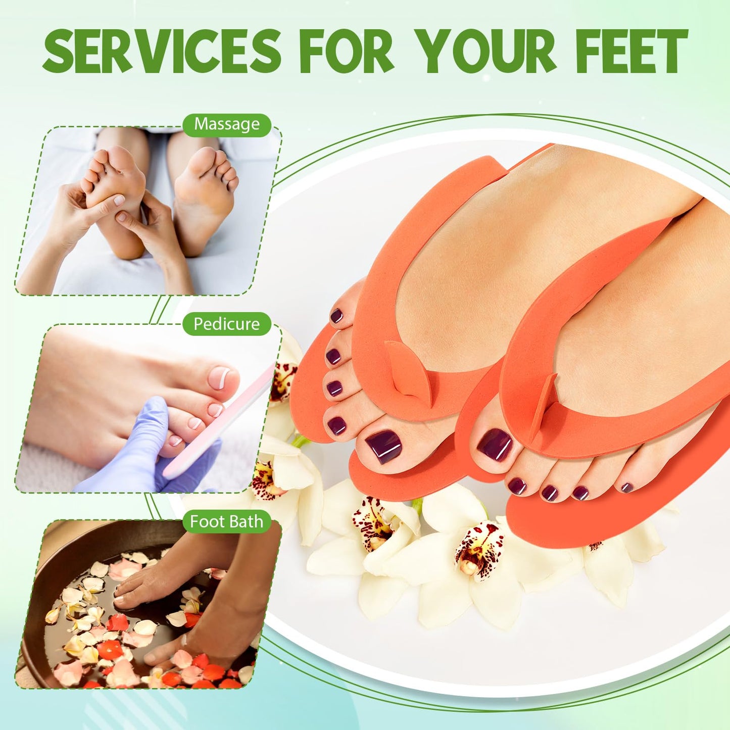 JaGely 100 Pairs Disposable Pedicure Slippers Bulk Multi Color Flip Flops for Pedicure Anti Slip EVA Foam Spa Slippers Sandals Disposable Shoes Kit for Women Nail Bath Salon Party Supplies
