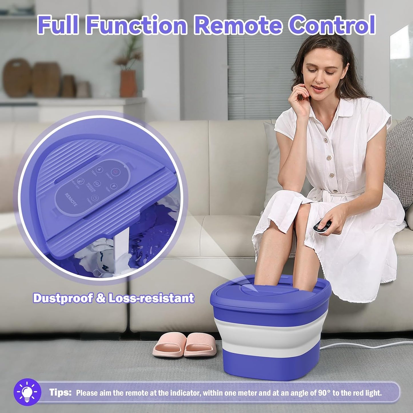 Collapsible Foot Spa - Heated Foot Bath Massager with Remote & Timer | 24 Motorized Shiatsu Massage Balls