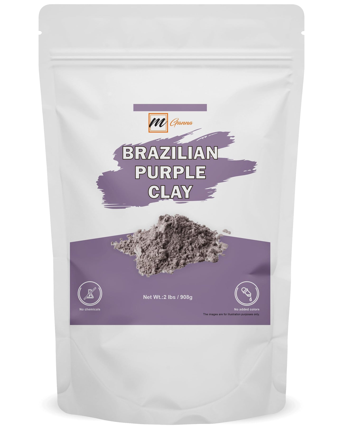 mGanna 100% Natural Brazilian Purple Clay for Hair Masks, Scrubs, Creams and Soap Making 2 LBS / 908 GMS