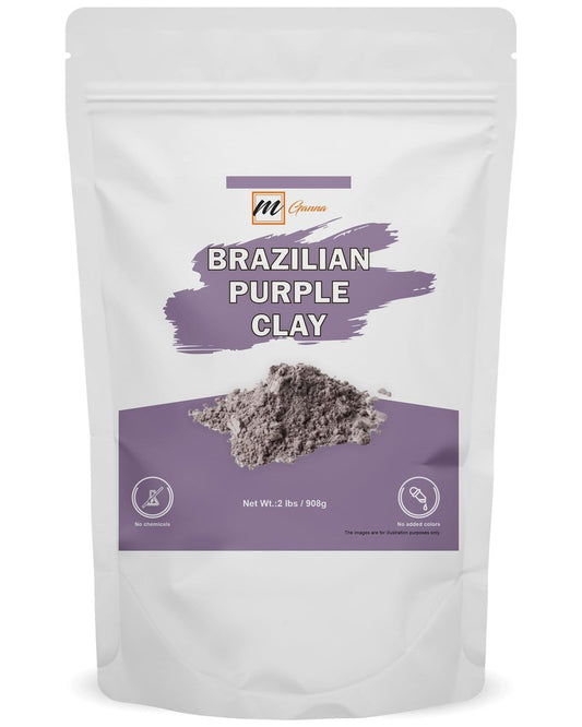 mGanna 100% Natural Brazilian Purple Clay for Hair Masks, Scrubs, Creams and Soap Making 2 LBS / 908 GMS