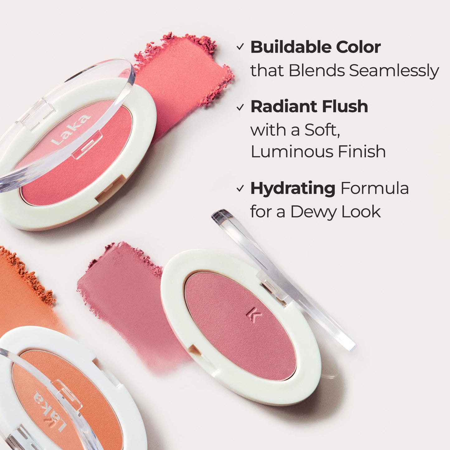 Laka Love Silk Blush, Radiant Powder Blush, Silky, Buildable Color with a Natural Glow, Long Lasting, Moisturizing Formula for a Fresh, Flushed Look, K-Beauty (#707 Sweet)