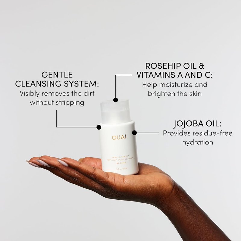 OUAI St. Barts Travel Bundle | Scalp & Body Scrub, Shower Gel, Hydrating Cream & Mist - 4 Travel Size Products (3.4 Oz)