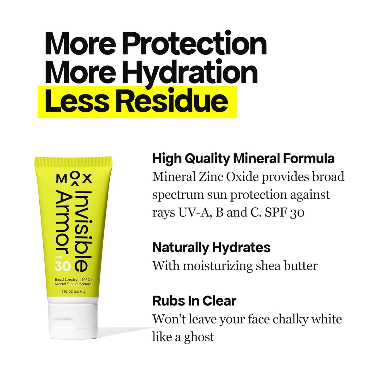 Mox Invisible Armor SPF 30 Sunscreen - Mineral Zinc Oxide Formula | Broad Spectrum Protection, 2.0 oz, Moisturizing Aloe & Shea Butter