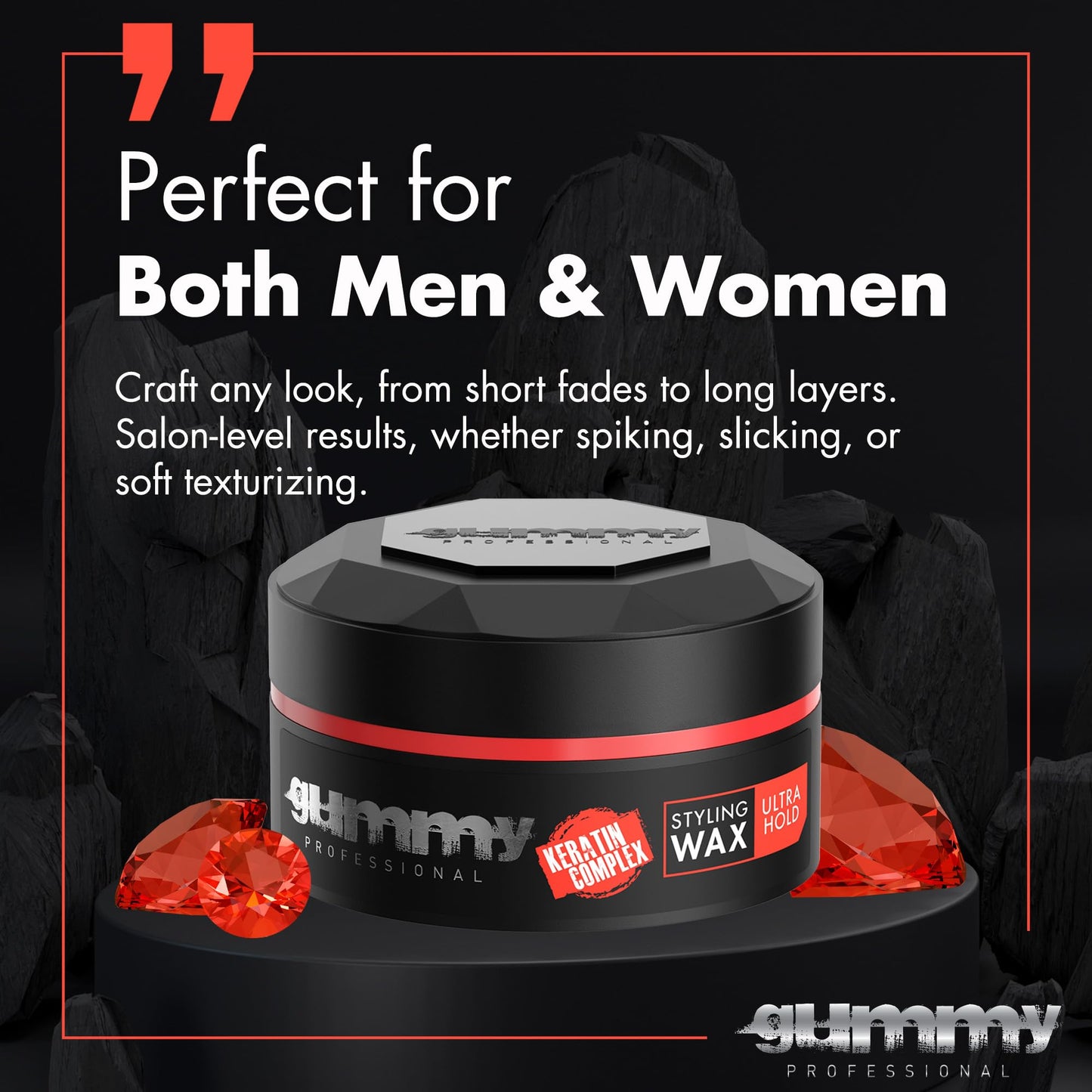 Gummy Professional Hair Styling Wax for Men - Ultra Hold Pomade for Dry, Damp Hair - Water-Based Texturizing Clay Paste with Provitamin B5 & Keratin - Strong Hold - Alcohol & Paraben-Free - 150ml