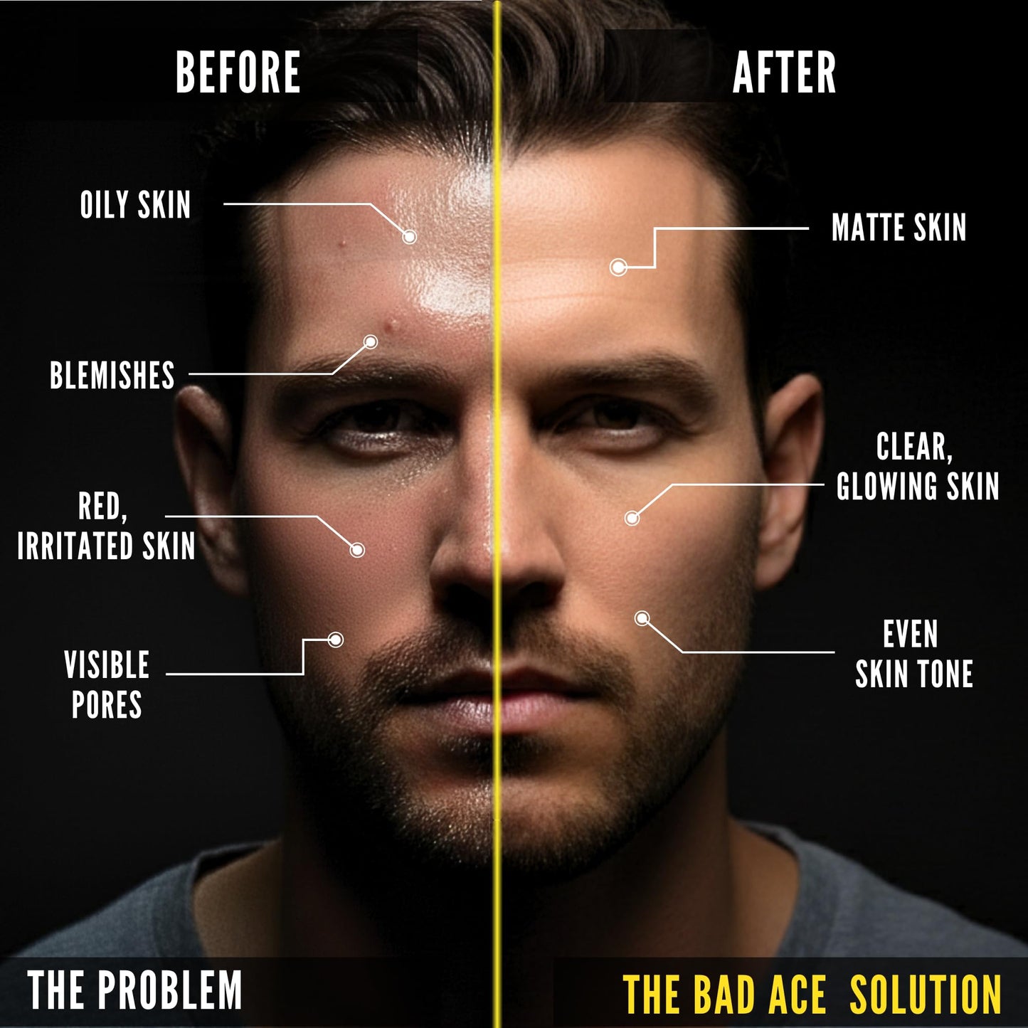 BAD ACE Daily Men's Charcoal Face Wash with Scrubs, Korean Exfoliating Face Wash - Premium Mens Face Scrub, Deep Cleansing Skin Care | Men's Facial Cleanser for Oily Skin & Normal Skin, 4 oz