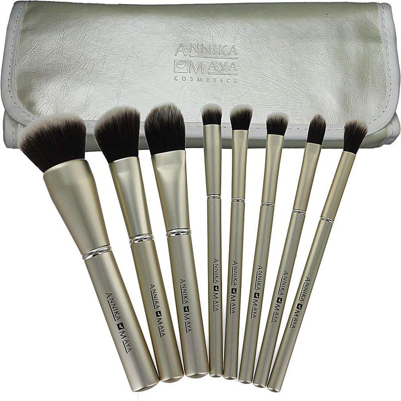 Professional Cosmetic Brush Set - 8-Piece Makeup Brushes with Synthetic Hair & Bag