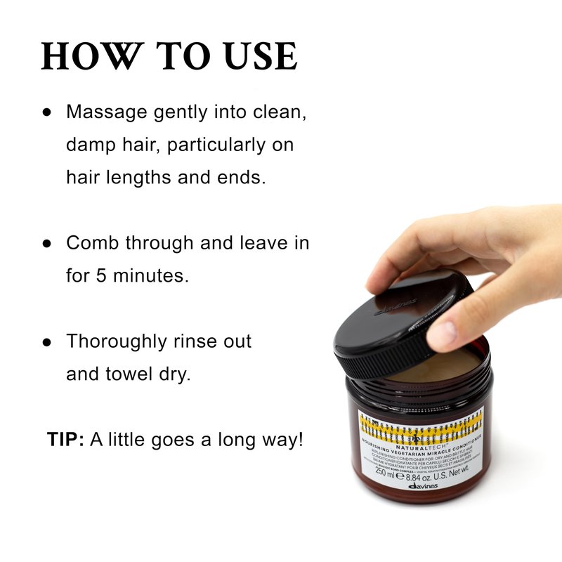 Davines Naturaltech Nourishing Vegetarian Miracle Conditioner, Restructuring & Hydrating for Dry & Damaged Hair - With Vegetal Keratin - Deeply Moisturizes Dry Hair, 8.45 Fl Oz